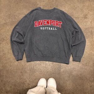 Vintage Davenport Softball Pullover - Grey - Size Large